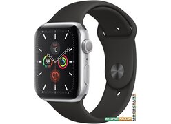 Умные часы Apple Watch Series 5 44 мм (серебристый алюминий/черный спортивный)