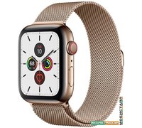 Умные часы Apple Watch Series 5 LTE 44 мм (сталь золотистый/миланский золотой)