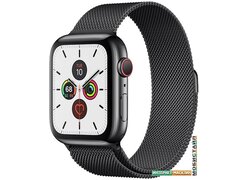 Умные часы Apple Watch Series 5 LTE 44 мм (сталь черный/миланский черный)