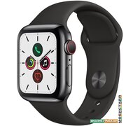 Умные часы Apple Watch Series 5 LTE 40 мм (сталь черный/черный спортивный)