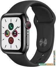Умные часы Apple Watch Series 5 LTE 40 мм (сталь черный/черный спортивный)