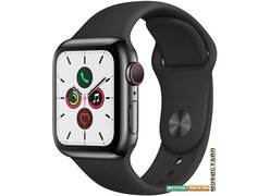Умные часы Apple Watch Series 5 LTE 40 мм (сталь черный/черный спортивный)