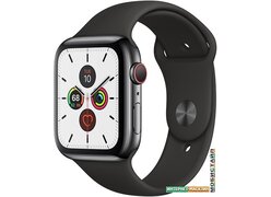 Умные часы Apple Watch Series 5 LTE 44 мм (сталь черный космос/черный спортивный)