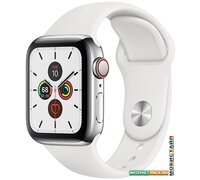 Умные часы Apple Watch Series 5 LTE 40 мм (сталь серебристый/белый спортивный)