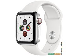 Умные часы Apple Watch Series 5 LTE 40 мм (сталь серебристый/белый спортивный)