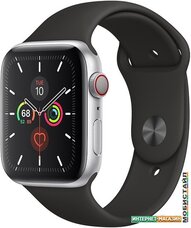 Умные часы Apple Watch Series 5 LTE 44 мм (серебристый алюминий/черный)