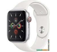 Умные часы Apple Watch Series 5 LTE 44 мм (серебристый алюминий/белый спортивный)