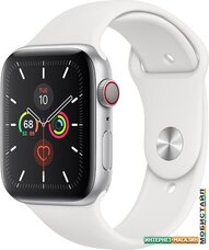 Умные часы Apple Watch Series 5 LTE 44 мм (серебристый алюминий/белый спортивный)