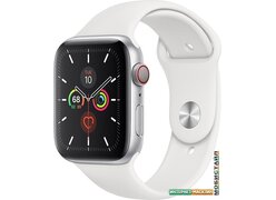 Умные часы Apple Watch Series 5 LTE 44 мм (серебристый алюминий/белый спортивный)