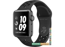 Умные часы Apple Watch Nike+ 38 мм (алюминий серый космос/антрацитовый, черный)