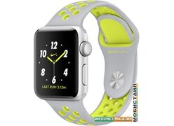 Умные часы Apple Watch Nike+ 38mm Silver with Flat Silver/Volt Nike Band [MNYP2]