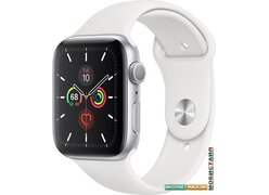 Умные часы Apple Watch Series 5 44 мм (серебристый алюминий/белый спортивный)