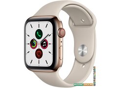 Умные часы Apple Watch Series 5 LTE 44 мм (сталь золотистый/песочный спортивный)