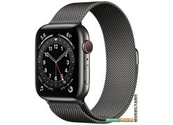 Умные часы Apple Watch Series 6 LTE 44 мм (сталь графитовый/миланский черный)