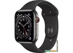 Умные часы Apple Watch Series 6 LTE 44 мм (сталь графитовый/черный спортивный)