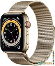 Умные часы Apple Watch Series 6 LTE 44 мм (сталь золотистый/миланский золотой)