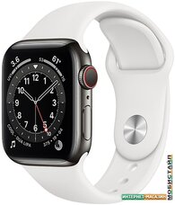 Умные часы Apple Watch Series 6 LTE 40 мм (сталь графитовый/белый спортивный)