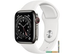 Умные часы Apple Watch Series 6 LTE 40 мм (сталь графитовый/белый спортивный)