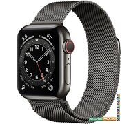 Умные часы Apple Watch Series 6 LTE 40 мм (сталь графитовый/миланский черный)