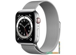 Умные часы Apple Watch Series 6 LTE 44 мм (сталь серебристый/миланский серебро)