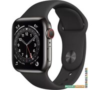Умные часы Apple Watch Series 6 LTE 40 мм (сталь графитовый/черный спортивный)