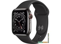 Умные часы Apple Watch Series 6 LTE 40 мм (сталь графитовый/черный спортивный)