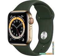 Умные часы Apple Watch Series 6 LTE 40 мм (сталь золотистый/зеленый спортивный)