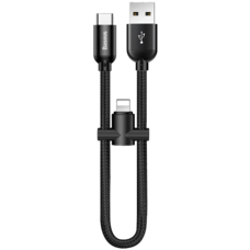 Кабель Baseus U-shaped USB-A to USB-C/Lightning черный