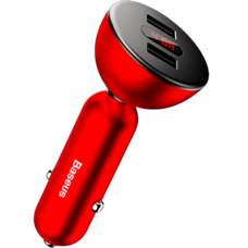 Автомобильная зарядка Baseus Shake-head Digital Display красный