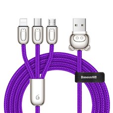 Кабель Baseus 3-in-1 USB Cable of Three Little Pigs USB For M+L+T синий