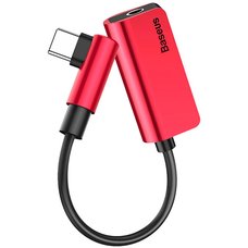 Адаптер Baseus Type-C Male To Type-C Female +3.5MM Female Adapter L45 красный