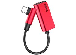 Адаптер Baseus Type-C Male To Type-C Female +3.5MM Female Adapter L45 красный