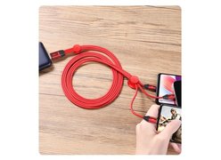 Кабель Baseus 3 в 1 Car Co-sharing Cable USB для M+L+T 3.5A 1m красный