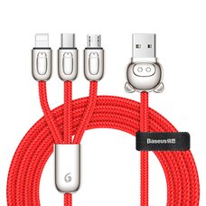 Кабель Baseus 3-in-1 USB Cable of Three Little Pigs USB For M+L+T красный