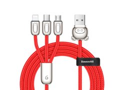 Кабель Baseus 3-in-1 USB Cable of Three Little Pigs USB For M+L+T красный