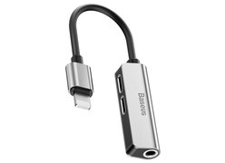 Baseus 3-in-1 iPhone Male to Dual iPhone & 3.5mm Female Adapter L52 серебристый