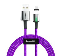 Кабель Baseus Zinc Magnetic USB для iPhone 2.4A 1m фиолетовый