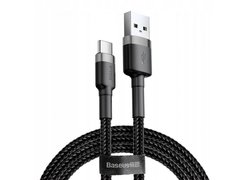 Кабель Baseus cafule Cable USB For Type-C 2A 3m Серый+черный