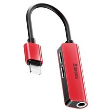 Baseus 3-in-1 iPhone Male to Dual iPhone & 3.5mm Female Adapter L52 красный