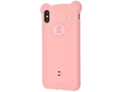 Чехол Bear Silicone Case для iPhone XS MAX розовый