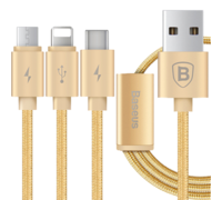 Кабель 3-in-1 Baseus Portman Series MicroUSB - Lightning - Type-C 1.2 M золотой