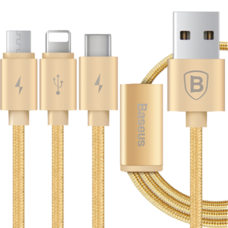 Кабель 3-in-1 Baseus Portman Series MicroUSB - Lightning - Type-C 1.2 M золотой