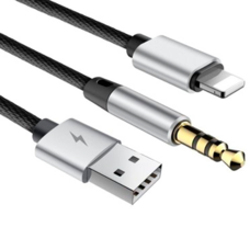 Кабель Baseus Lightning to USB/Mini-jack 3.5 L34 1.2M черный-серебряный