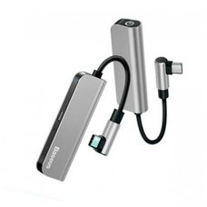 Переходник Baseus L53 USB-C 3.5mm серебристо-черный