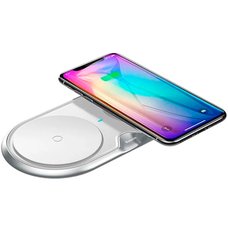 Беспроводная зарядка Baseus Dual Wireless Charger metal серебристый
