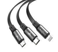 Кабель Baseus Fabric 3-in-1 Flexible Cable USB For M+L+T темно-серый