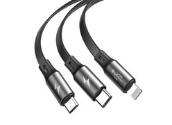 Кабель Baseus Fabric 3-in-1 Flexible Cable USB For M+L+T темно-серый
