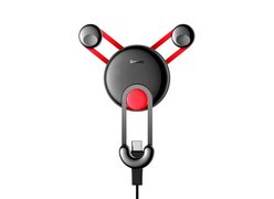Автомобильный держатель Baseus YY vehicle-mounted phone charging holder with USB cable красный