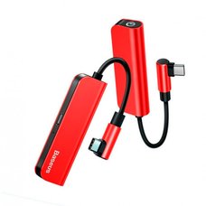 Переходник Baseus L53 USB-C 3.5mm красно-черный