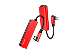 Переходник Baseus L53 USB-C 3.5mm красно-черный